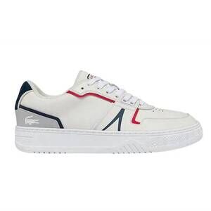 NEW LACOSTE men's l001 leather trainers sneakers in white / red / blue